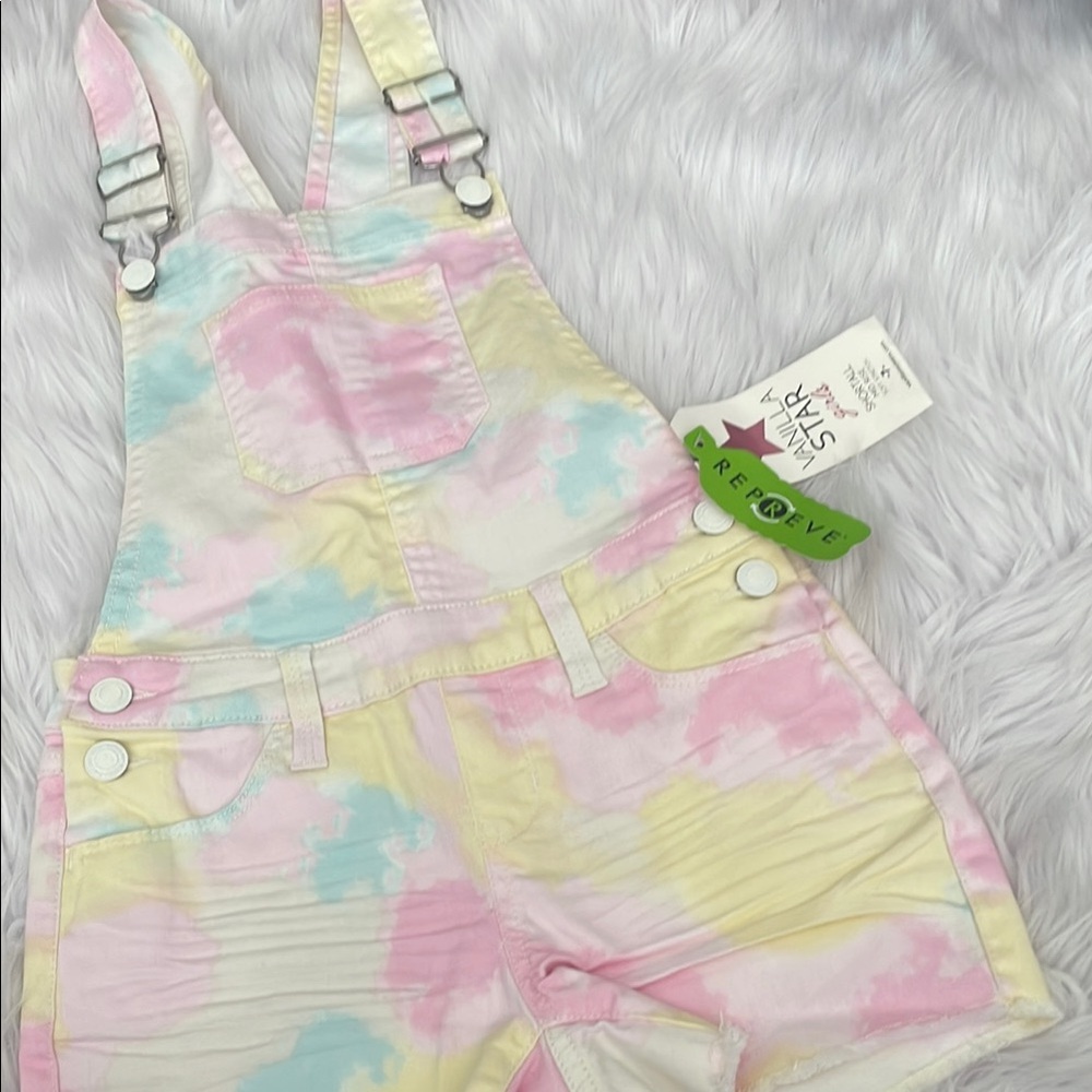 Vanilla Star Pink and Yellow Tie-Dye Overalls